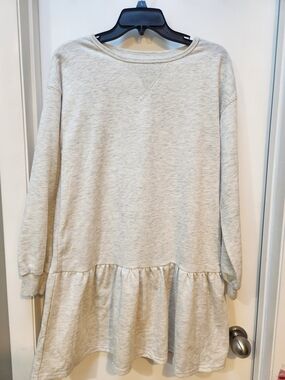 Light Heather Grey Tiered Sweatshirt Dress - Unbranded